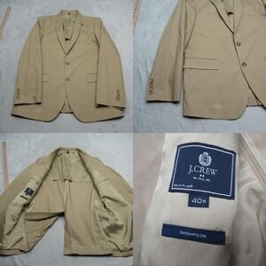 J.Crew Thompson Blazer Mens 40R Beige‎ Cotton Sport Coat Two Button 1 Vent Read*